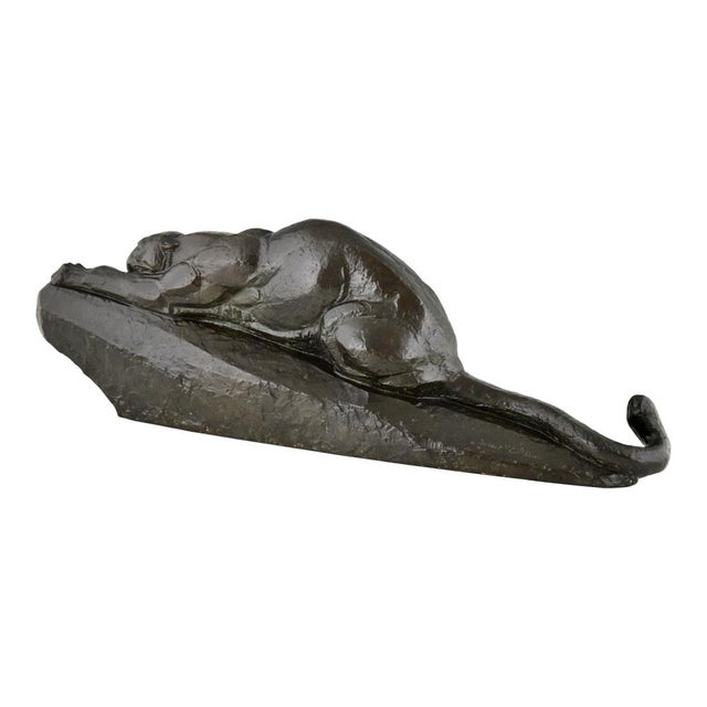 Metal Art Deco Bronze Panther Sculpture by André Vincent Becquerel, Susse Frères Foundry, 1925 For Sale - Image 7 of 15