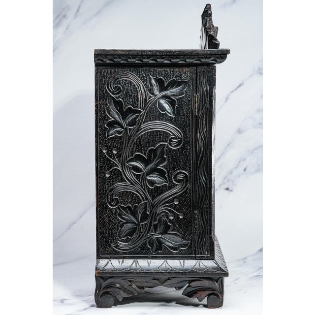 19th Century Hand Carved Wood Miniature Cabinet Chest of Drawers Victorian Jewelry Keepsake Storage For Sale - Image 9 of 17