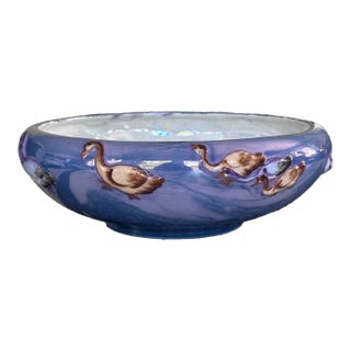 Antique Lusterware Goose Motif Decorative Bowl For Sale