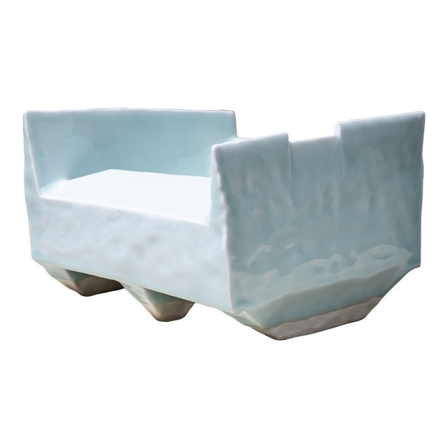 Ice-Blue Bowl "Kayho No. 13" (Jap. 華俑 Luxuriant Pottery Palace) by Ceramic Artist Masamichi Yoshikawa, 21st Century For Sale