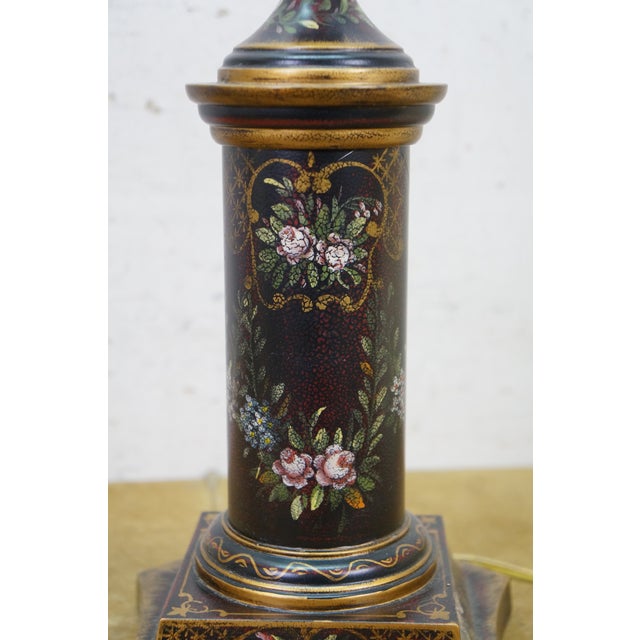 Metal Late 20th Century Chelsea House Neoclassical Black Tole Painted Trophy Urn Table Lamps 32" - a Pair For Sale - Image 7 of 16