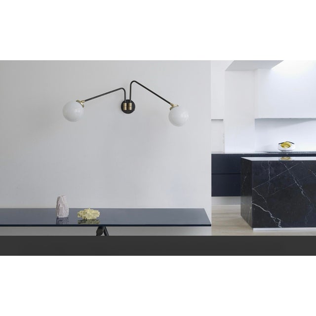 Contemporary Cto Lighting Array Twin Opal Wall Sconces For Sale - Image 3 of 4