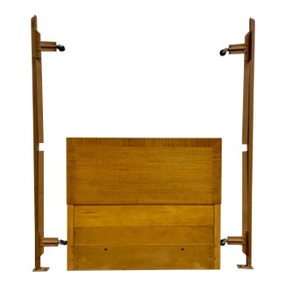 Vintage Twin Size Mid Century Modern MCM Inlaid Border Headboard With Bedframe For Sale