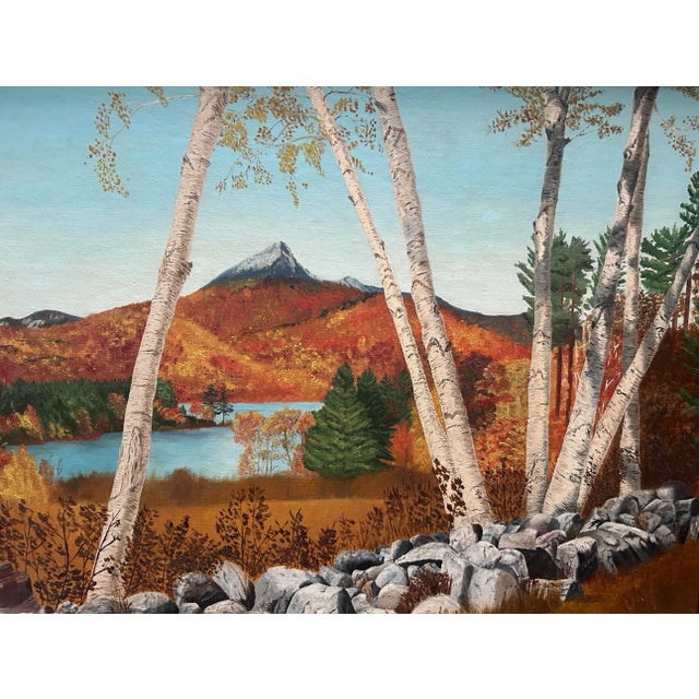 Impressionist 1966 Vintage Original Oil Painting Landscape of Mt. Chocorua New Hampshire For Sale - Image 3 of 9