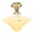 Vintage Three Chain Bowl Light Amber Glass Bedroom or Hallway Ceiling Light Restored Brushed Brass and New Wiring For Sale