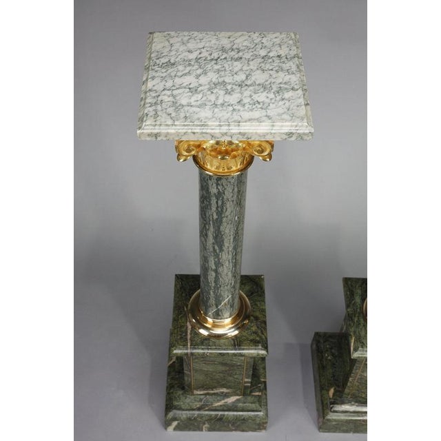 Columns in Green Estours Marble and Light Green Base, 1900, Set of 2 For Sale - Image 14 of 18