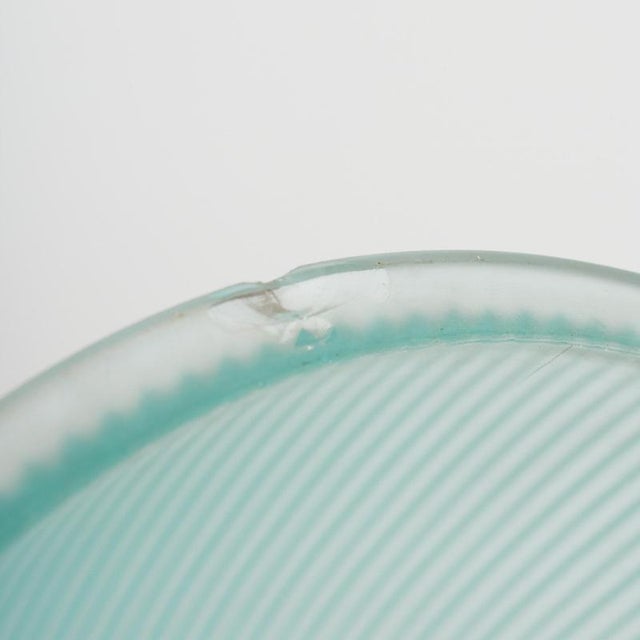 Metal Antique Light Blue Tint Pendant from Holophane, 1930s For Sale - Image 7 of 9