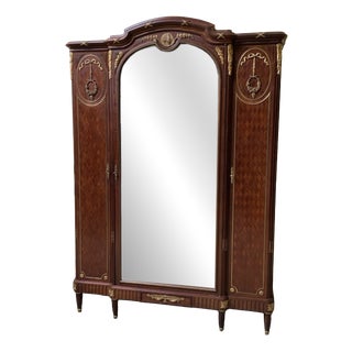 Antique Art Nouveau Wardrobe in Fire-Gilt Bronze, 1910 For Sale