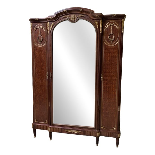 Antique Art Nouveau Wardrobe in Fire-Gilt Bronze, 1910 For Sale