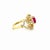 This beautifully unique cocktail ring boasts a bright emerald cut Burma ruby measuring 7.22 x 5.60 x 4.62 mm and weighing...