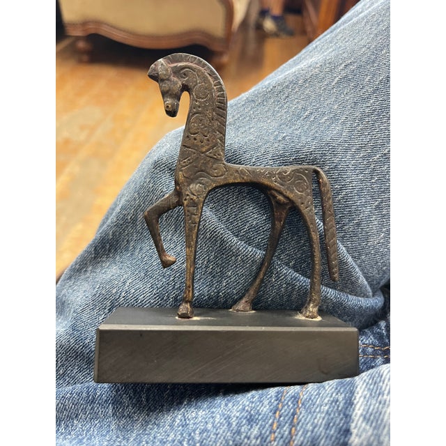 Mid-Century Modern Vintage Italy Museum Copy Bronze Horse Art Statue For Sale - Image 3 of 4