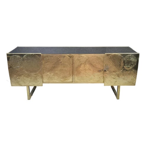 Italian Handcrafted Brass Moon-Inspired Sideboard by Justfurnituress For Sale