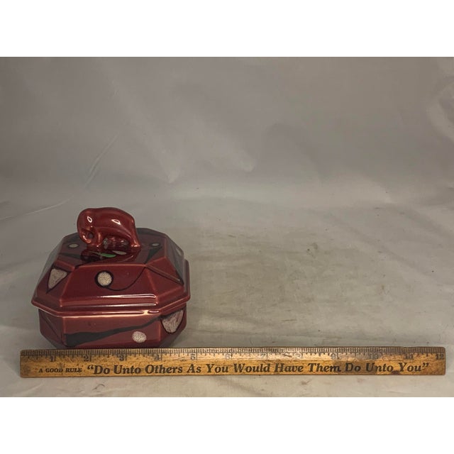 Rare Art Deco Ceramic Elephant Powder Jar: Hand Painted, c. 1930s For Sale - Image 9 of 10