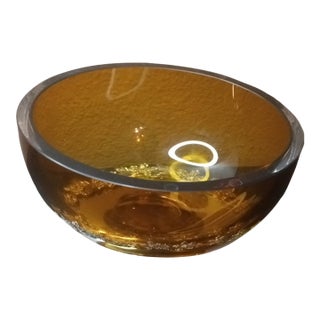 Exquisite Waterford Amber Crystal Pedestal Bowl For Sale