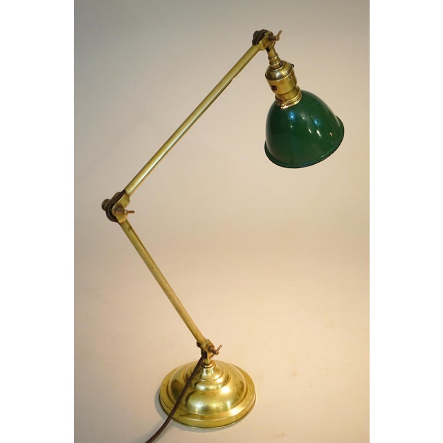 Industrial Faries Industrial Machine Age Brass Double Articulating Lamp 1920's For Sale - Image 3 of 8