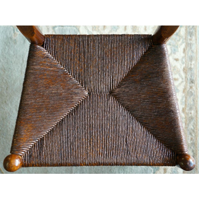 Vintage Chapel Chairs With Original Hymnal Racks – Set of 3, Solid Wood, Rush Seat For Sale - Image 13 of 16