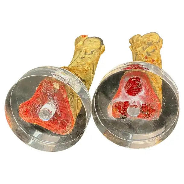 Chinese Stained and Carved Bone Ancestral Figures, a Pair For Sale - Image 10 of 11