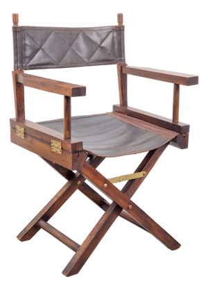Vintage Director's Folding Chair in Wood and Leather, 1970s