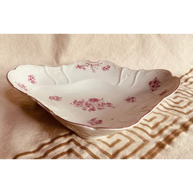 French French Porcelain , Diamond Shape Serving Dish, Circa 1820 — Rose Floral For Sale - Image 3 of 9