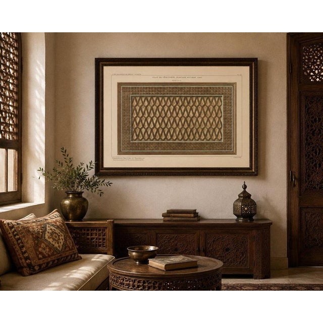 Antique Ottoman Wooden Ceiling Design Print, Yenişehir (Yéni-Cheïr), Turkey, 1340 – Alexandre Raymond, 1924 Original...