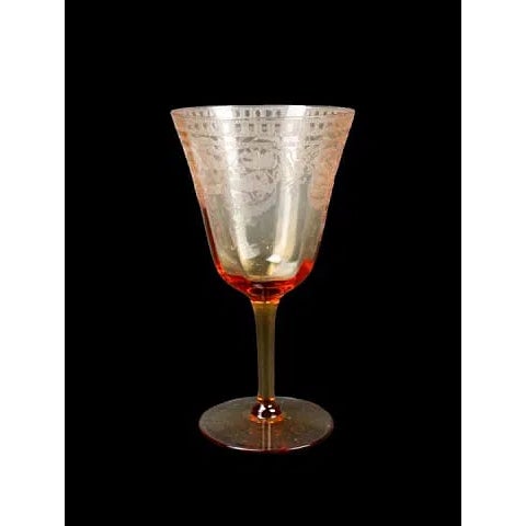 Cambridge , Ohio 39 Antique Amber Etched Glass Stem Glassware.Circa 1920 For Sale - Image 9 of 12