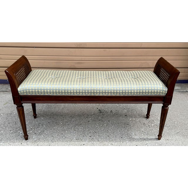 Neo Classical Bench With Caned Arms - 43" Long X 13.75" Deep - For Sale - Image 4 of 10