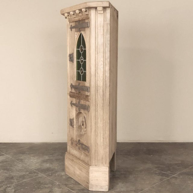 Pair Rustic Gothic Revival Oak Corner Wine Cabinets ~ Vitrines For Sale - Image 13 of 17