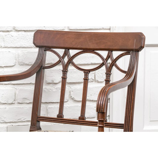 Vintage Regency Style Carved Needlepoint Armchairs- Set of 2 For Sale - Image 9 of 12