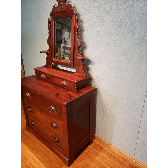 Late 19th Century Late 19th Century Antique Renaissance Revival Walnut Dresser With Mirror For Sale - Image 5 of 9