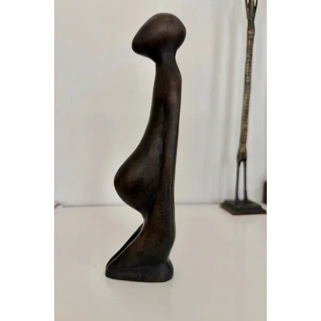 Vintage Fertility Goddess Ebony Wood Hand Carved Modernist Style Sculpture 10" For Sale In New York - Image 6 of 9