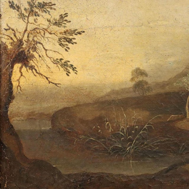 Landscape with Figures and Buildings, Oil Painting, Framed For Sale - Image 7 of 13