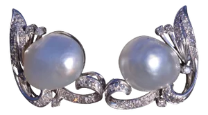 The Ellendale: Vintage Palladium Earrings Set With Pearl & Diamonds, 2 Pieces