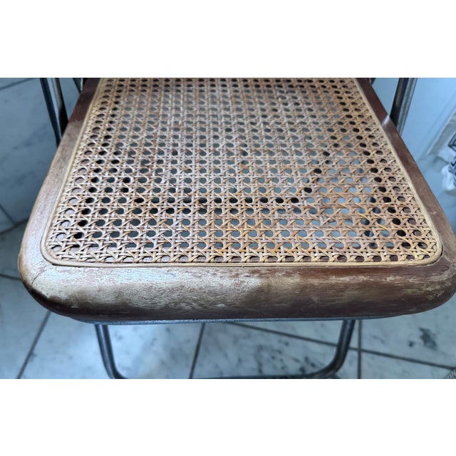 Four MCM Industrial Cane Mid Century Folding Chairs For Sale - Image 9 of 10