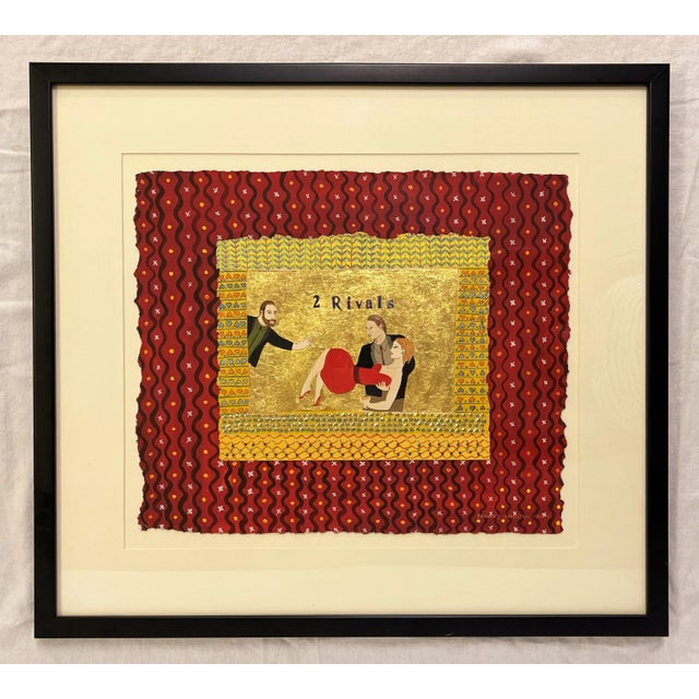 Original Francis Hamilton Gold Leaf Collage Art '2 Rivals' 1980 For Sale - Image 13 of 13