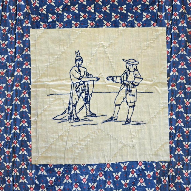 Hand-Embroidered 1950s Patriotic Quilt For Sale - Image 10 of 18