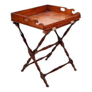 English Georgian Mahogany Butler's Tray and Folding Stand For Sale