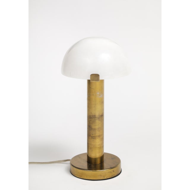 Brass Table Lamp With Frosted Glass Dome Shade For Sale In New York - Image 6 of 7