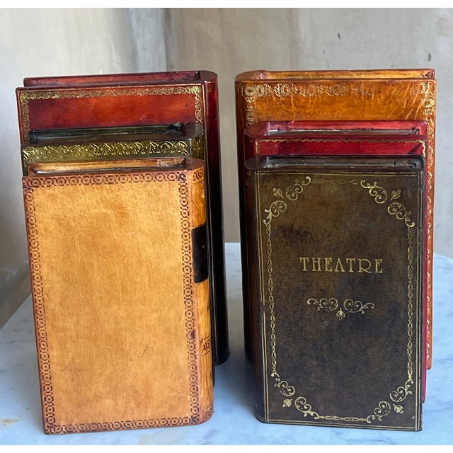 Vintage Italian Leather Bookends-Set of 2 For Sale - Image 9 of 13