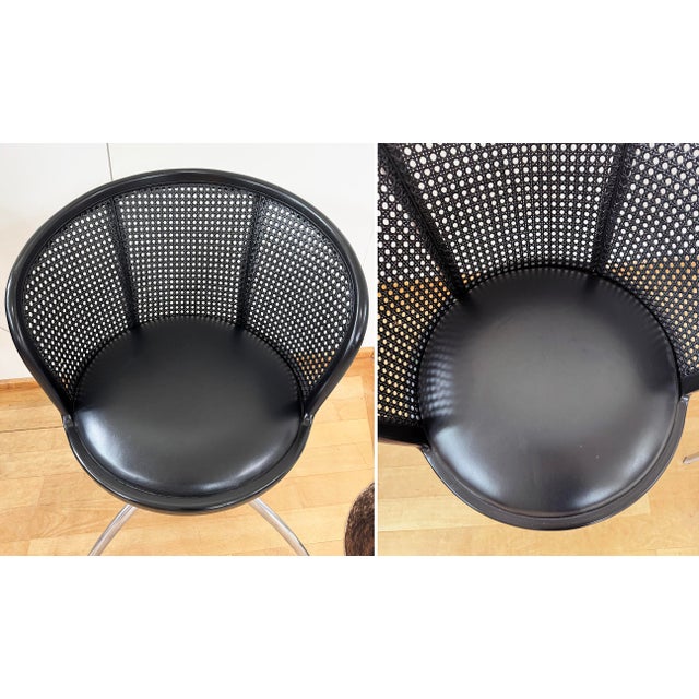 1990s 1990s Set of 4 Paolo Rizzatto Alias 901 Young Lady Chairs Black Seat & Cane, Aluminum For Sale - Image 5 of 18