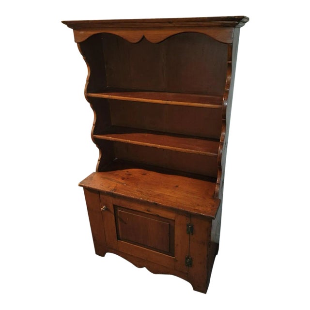 19thc Early Pine Step Back Cupboard For Sale