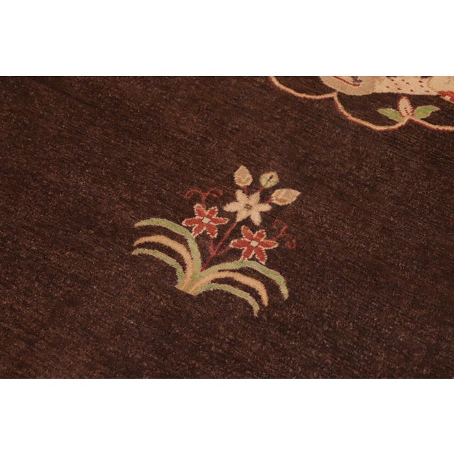 1990s Bohemian Heriz Ziegler Brown Beige Hand-Knotted Rug - 8'4'' X 9'9'' For Sale - Image 5 of 8