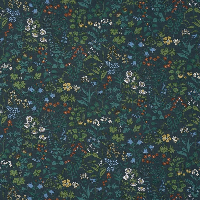 Early 21st Century Sample - Boråstapeter Flora Fabric In Spruce For Sale - Image 5 of 5