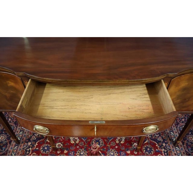 Kittinger 1980s Kittinger Federal Hepplewhite Style Mahogany Inlaid Server Buffet Sideboard For Sale - Image 4 of 13