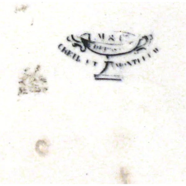 Late 19th Century Antique French Creil & Montereau Black & White Transferware Plates - a Pair For Sale - Image 5 of 5