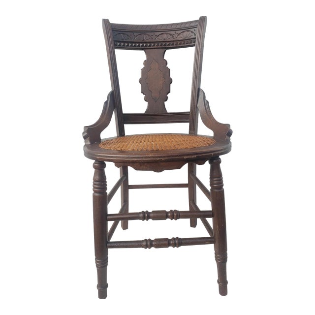 Victorian Carved Walnut and Cane Seat Side Chair For Sale