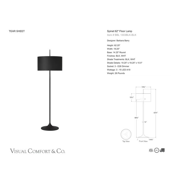Barbara Barry by Visual Comfort Signature Spinet 62" Floor Lamp in Matte Black with Black Shade Designer: Barbara Barry...