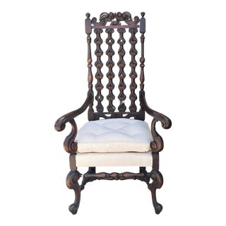 Antique 17th C William & Mary Walnut Arm Chair For Sale