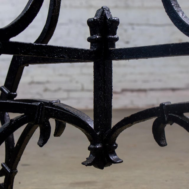 Art Deco Early 20th Century Art Deco Italianate Demilune Table Black Painted Hand Wrought Iron Base For Sale - Image 3 of 18
