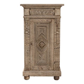 1890s French Renaissance Revival Oak Bedside Table With Drawer For Sale