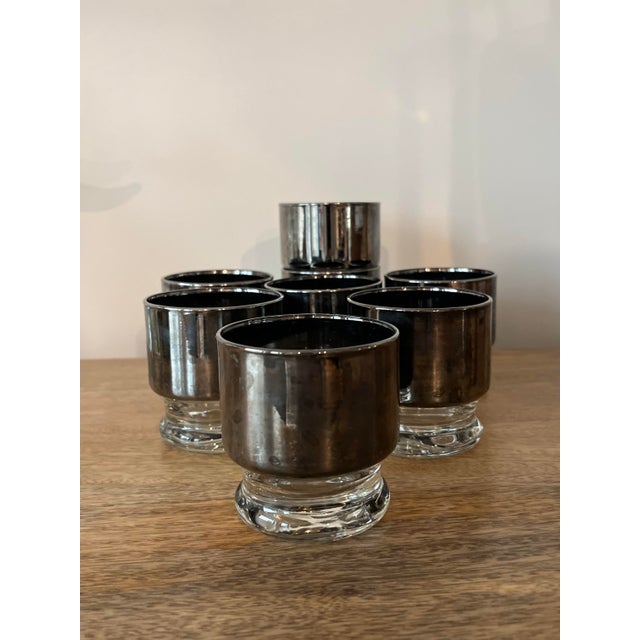 Mid-Century Modern Mid 20th Dorothy Thorpe Style Chrome Fade Cocktail Glasses-Set of 8 For Sale - Image 3 of 8
